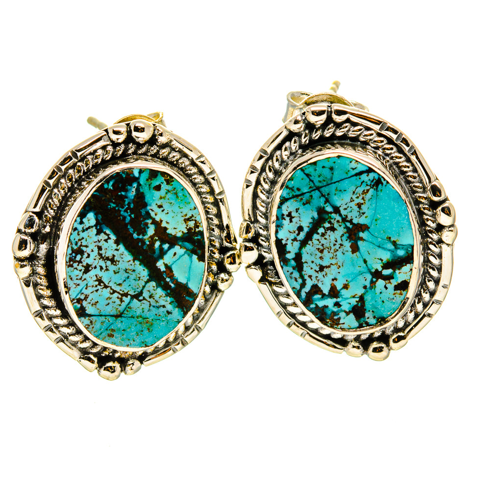 Tibetan Turquoise Earrings handcrafted by Anasilvercos - EARR414202