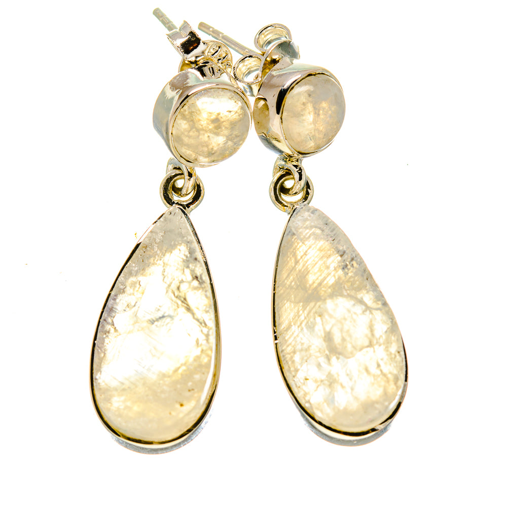 Rainbow Moonstone Earrings handcrafted by Anasilvercos - EARR414214