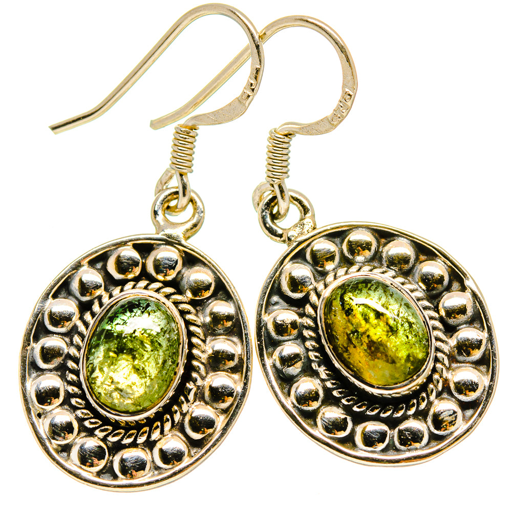 Green Moss Agate Earrings handcrafted by Anasilvercos - EARR414224