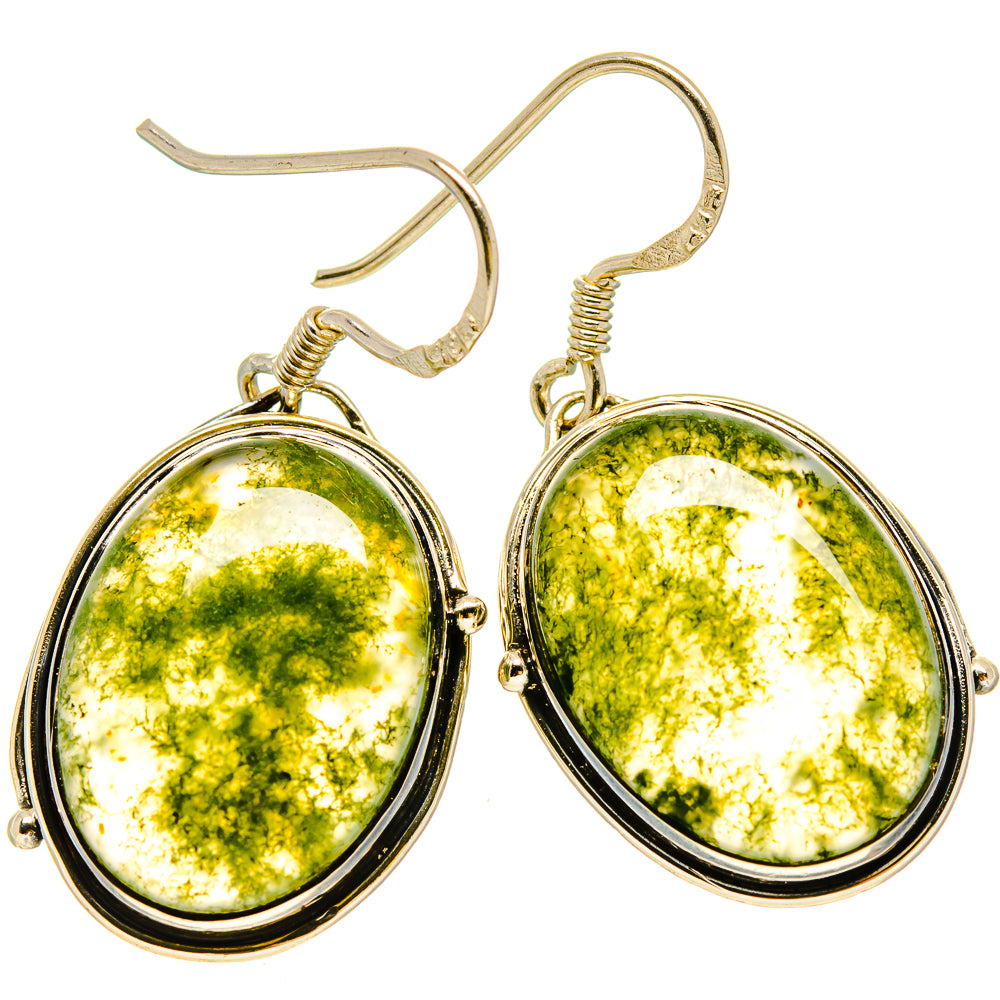 Green Moss Agate Earrings handcrafted by Anasilvercos - EARR414239