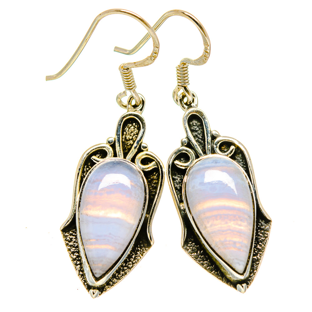 Blue Lace Agate Earrings handcrafted by Anasilvercos - EARR414261