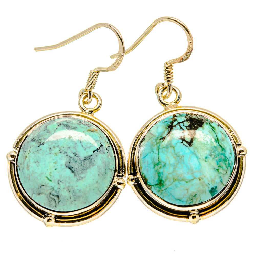 Tibetan Turquoise Earrings handcrafted by Anasilvercos - EARR414263