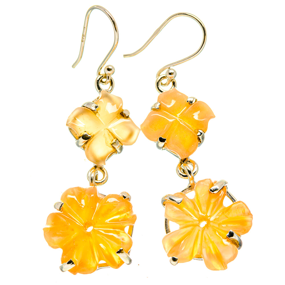 Peach Moonstone Earrings handcrafted by Anasilvercos - EARR414275