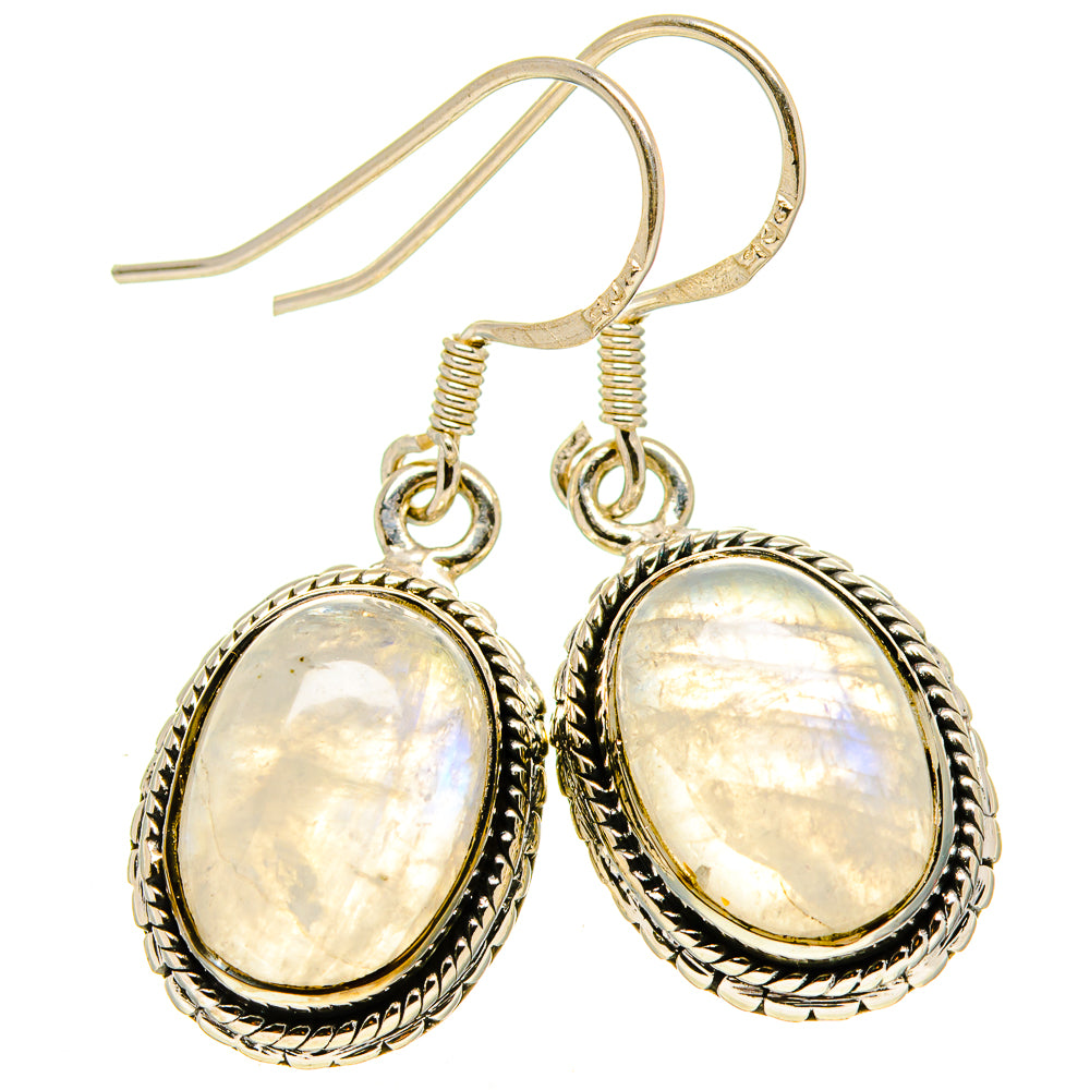 Rainbow Moonstone Earrings handcrafted by Anasilvercos - EARR414317