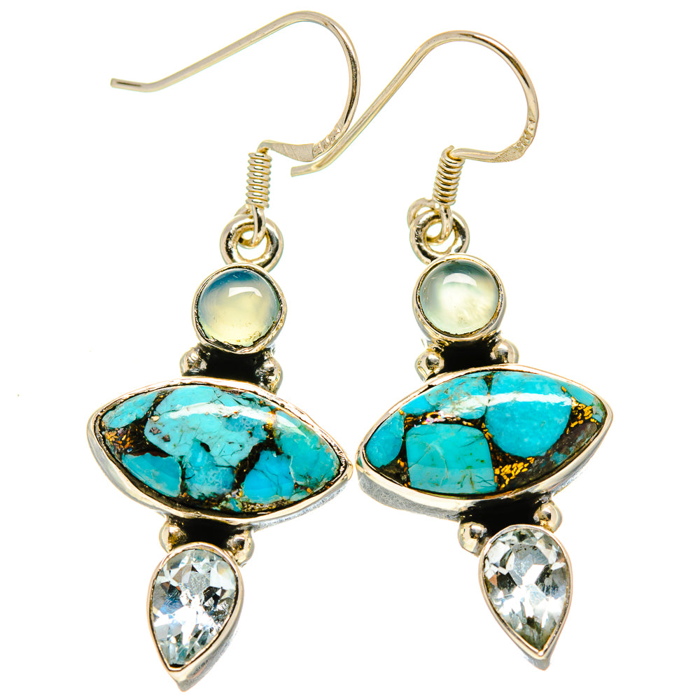 Blue Copper Composite Turquoise Earrings handcrafted by Anasilvercos - EARR414328