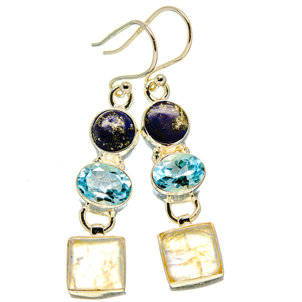 Rainbow Moonstone Earrings handcrafted by Anasilvercos - EARR414336