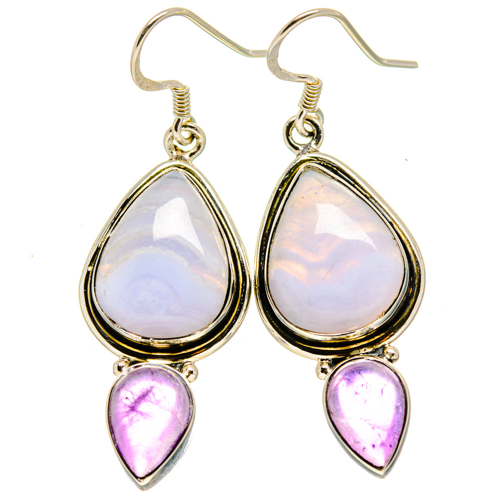 Blue Lace Agate Earrings handcrafted by Anasilvercos - EARR414341