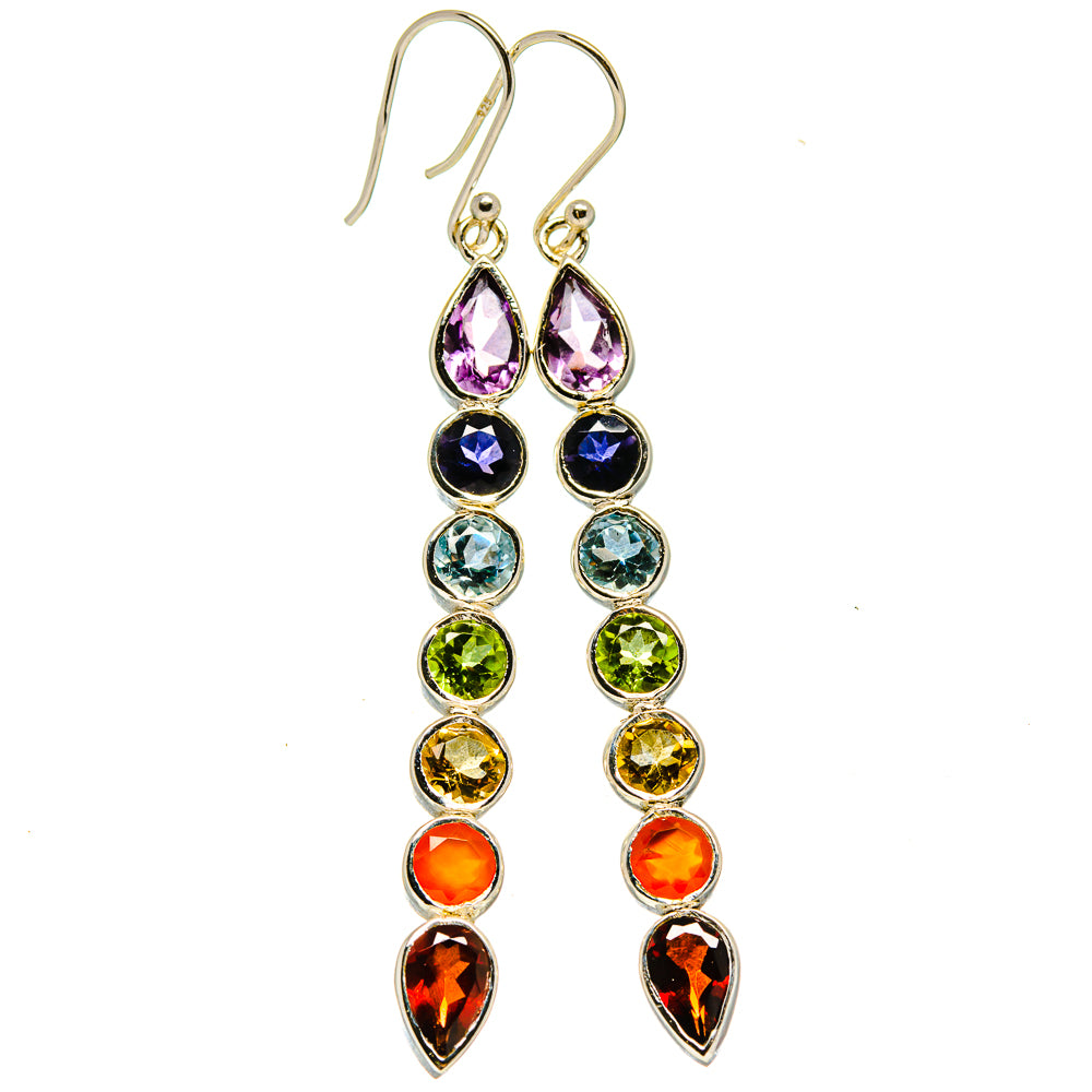 Multi-Stone Chakra Earrings handcrafted by Anasilvercos - EARR414346