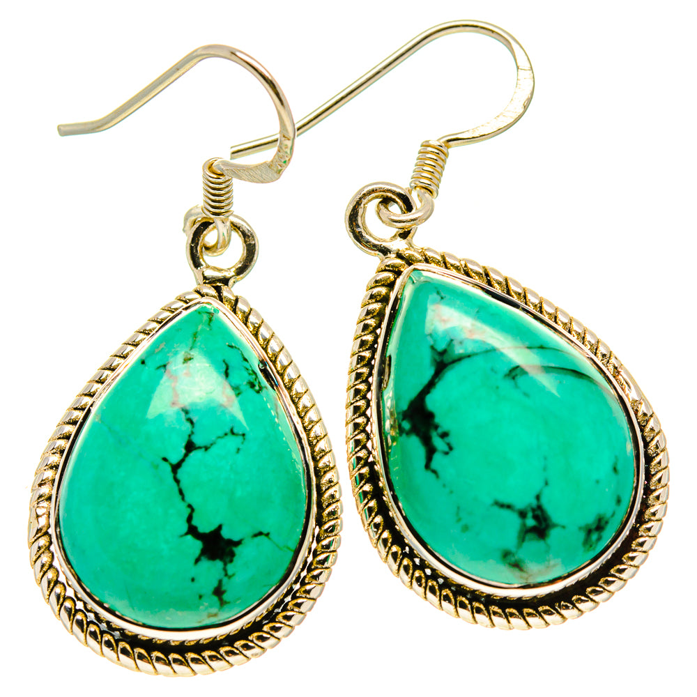 Tibetan Turquoise Earrings handcrafted by Anasilvercos - EARR414351