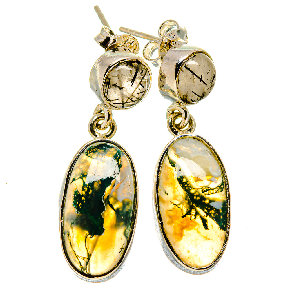 Green Moss Agate Earrings handcrafted by Anasilvercos - EARR414362