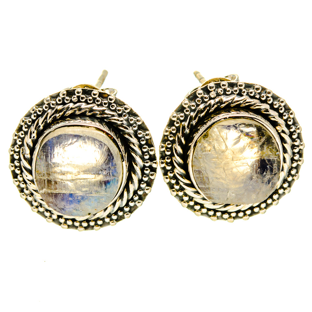 Rainbow Moonstone Earrings handcrafted by Anasilvercos - EARR414365