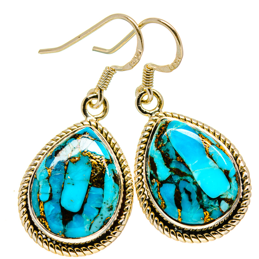 Blue Copper Composite Turquoise Earrings handcrafted by Anasilvercos - EARR414403