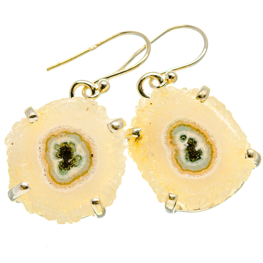 White Solar Quartz Earrings handcrafted by Anasilvercos - EARR414410