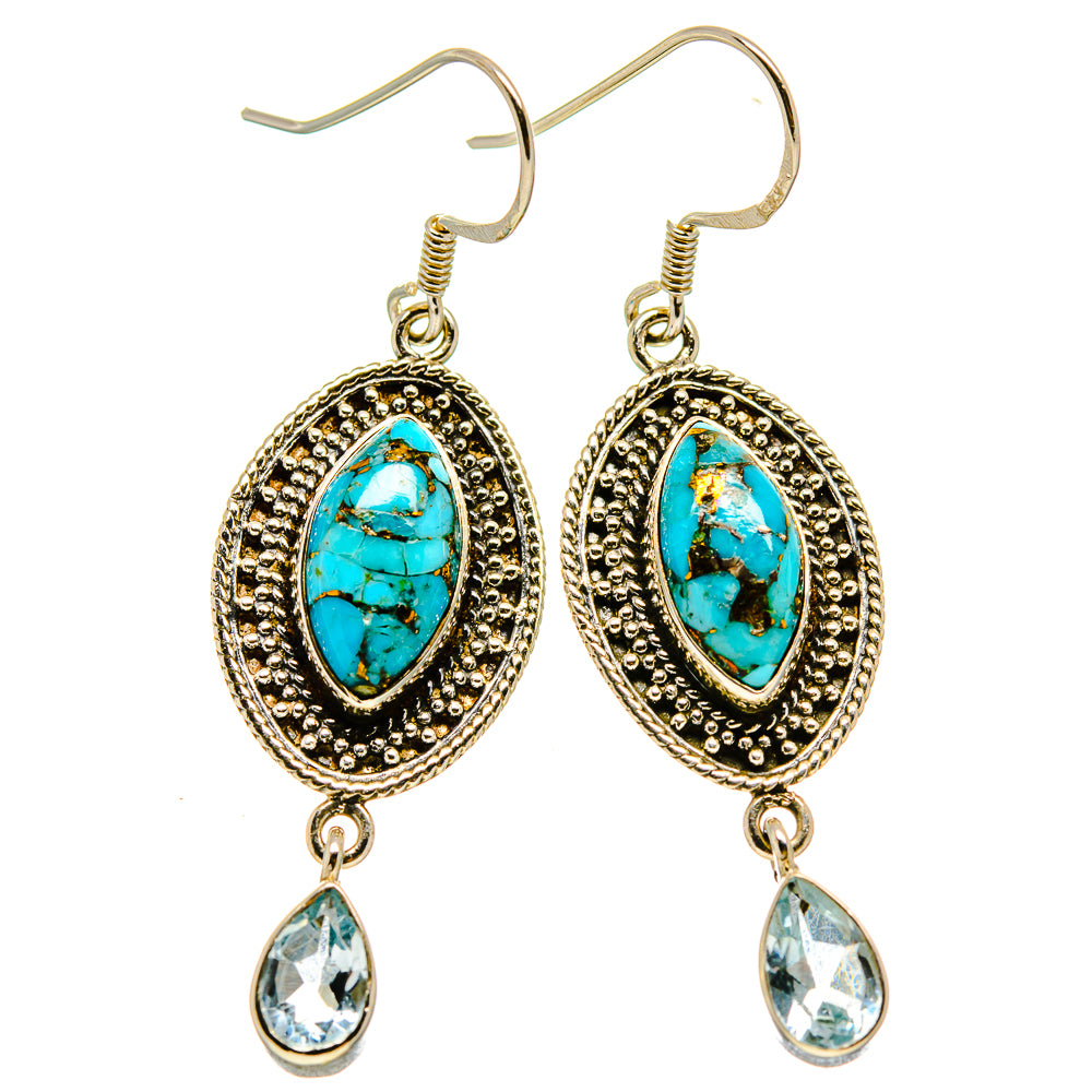 Blue Copper Composite Turquoise Earrings handcrafted by Anasilvercos - EARR414418
