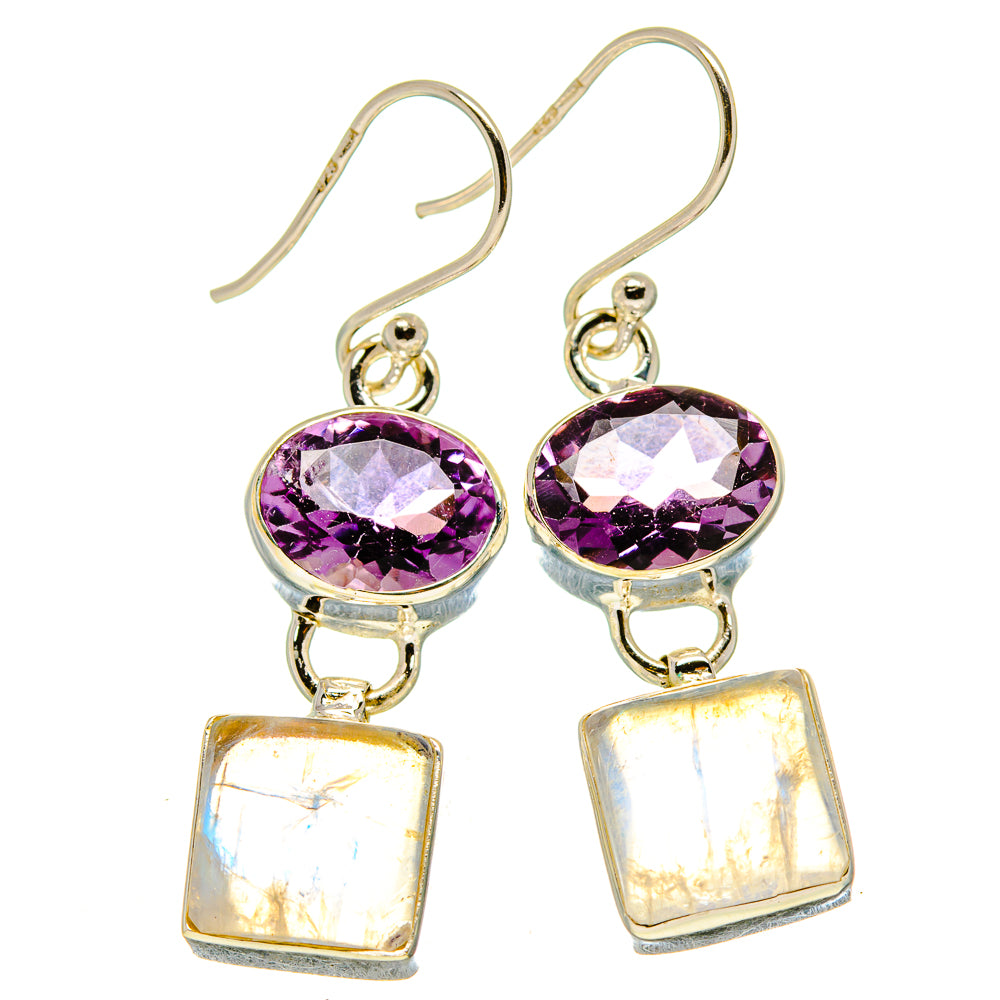 Rainbow Moonstone Earrings handcrafted by Anasilvercos - EARR414421