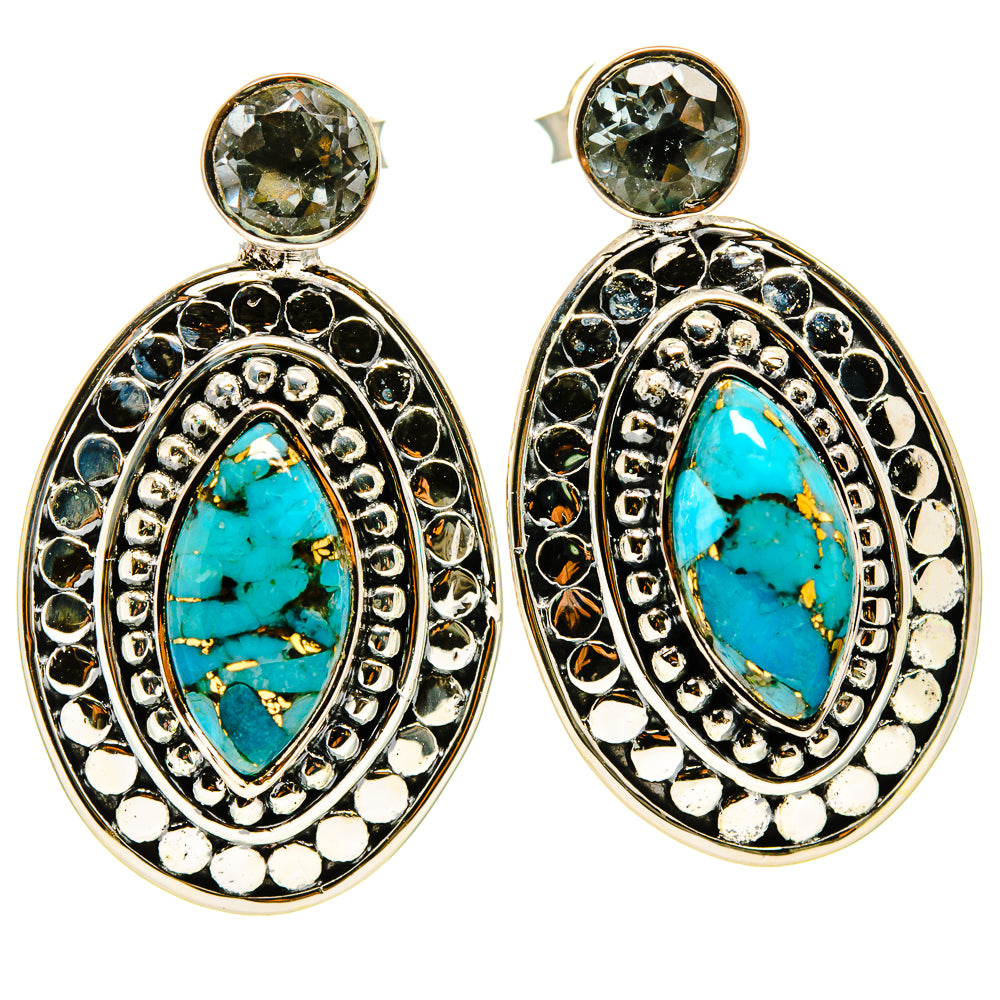 Blue Copper Composite Turquoise Earrings handcrafted by Anasilvercos - EARR414462
