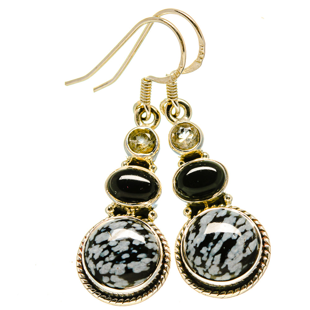 Snowflake Obsidian Earrings handcrafted by Anasilvercos - EARR414474