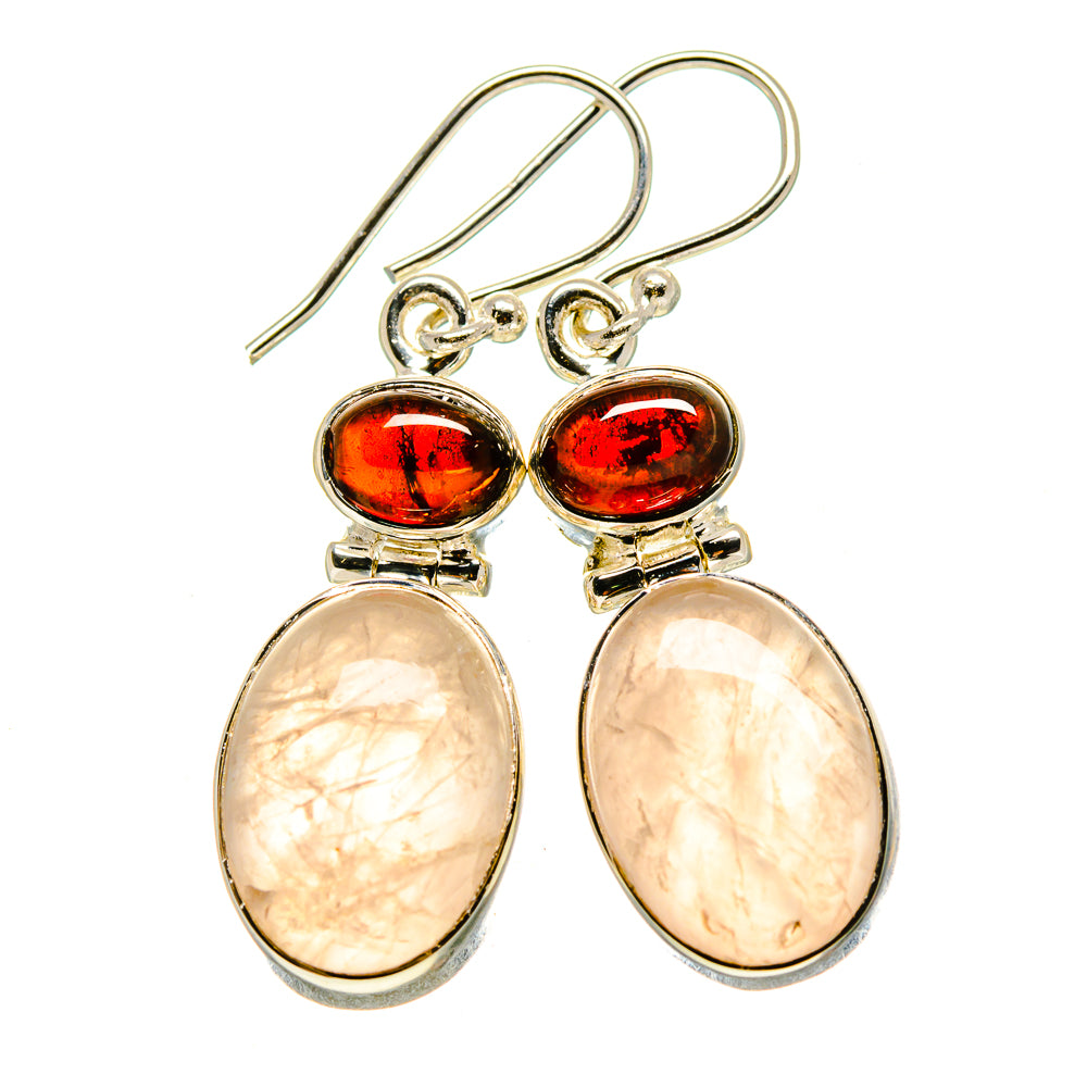 Rose Quartz Earrings handcrafted by Anasilvercos - EARR414485