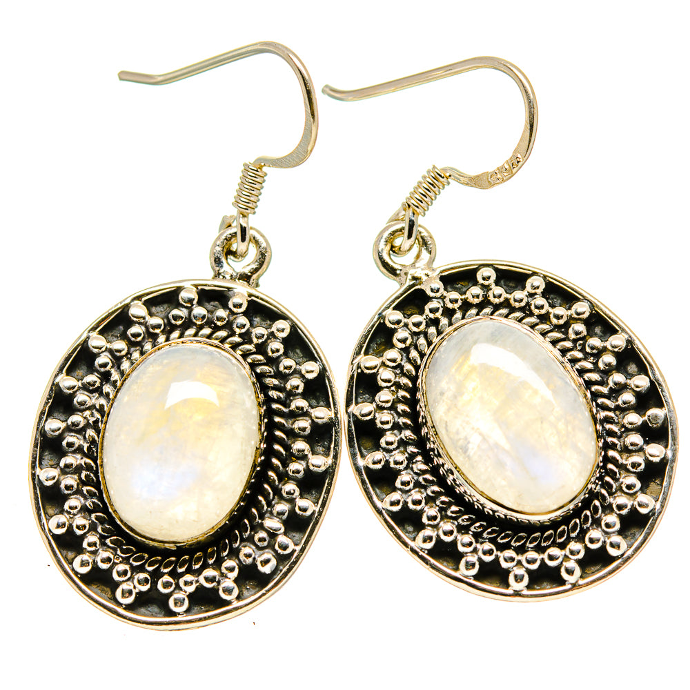 Rainbow Moonstone Earrings handcrafted by Anasilvercos - EARR414495