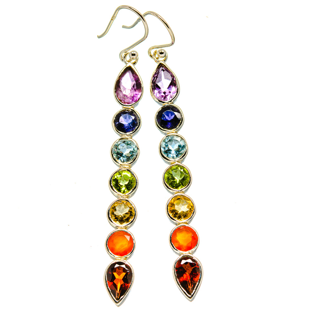 Multi-Stone Chakra Earrings handcrafted by Anasilvercos - EARR414507