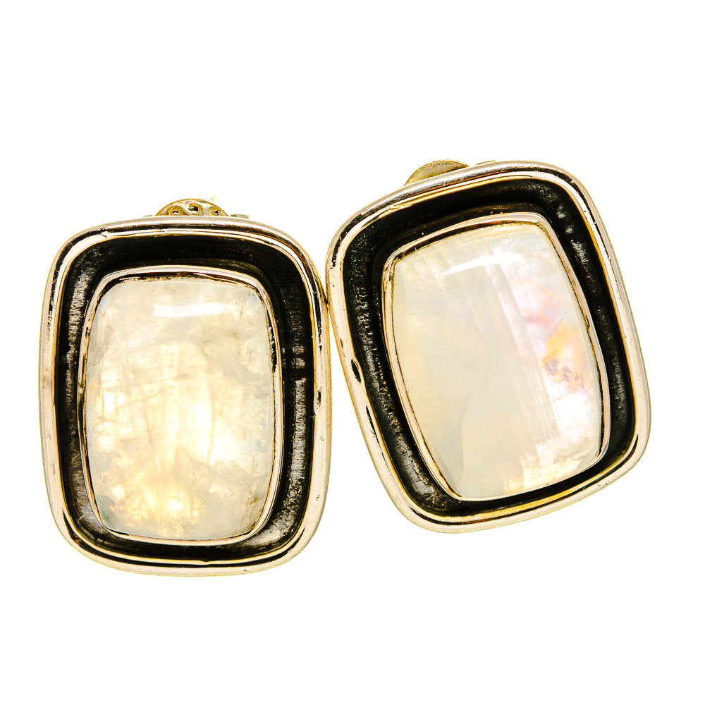 Rainbow Moonstone Earrings handcrafted by Anasilvercos - EARR414527