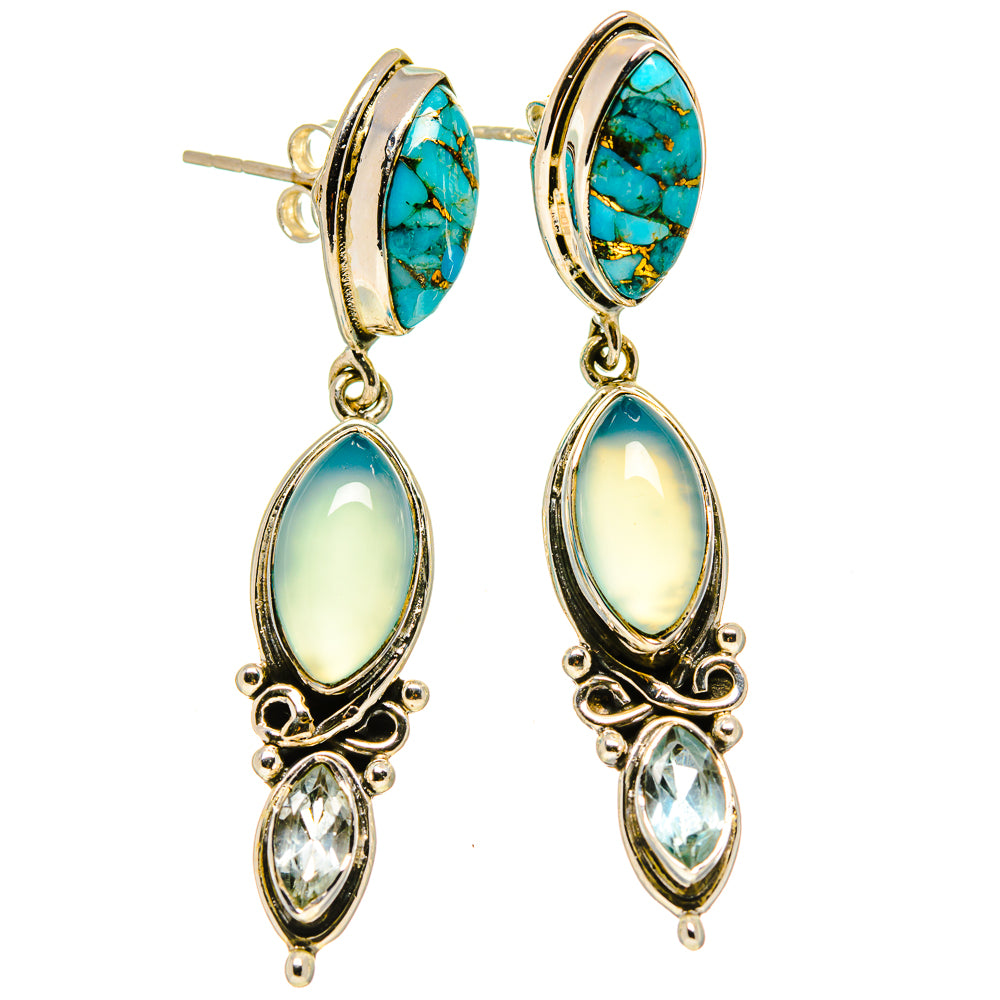 Blue Copper Composite Turquoise Earrings handcrafted by Anasilvercos - EARR414530