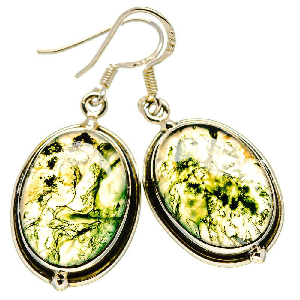 Green Moss Agate Earrings handcrafted by Anasilvercos - EARR414578