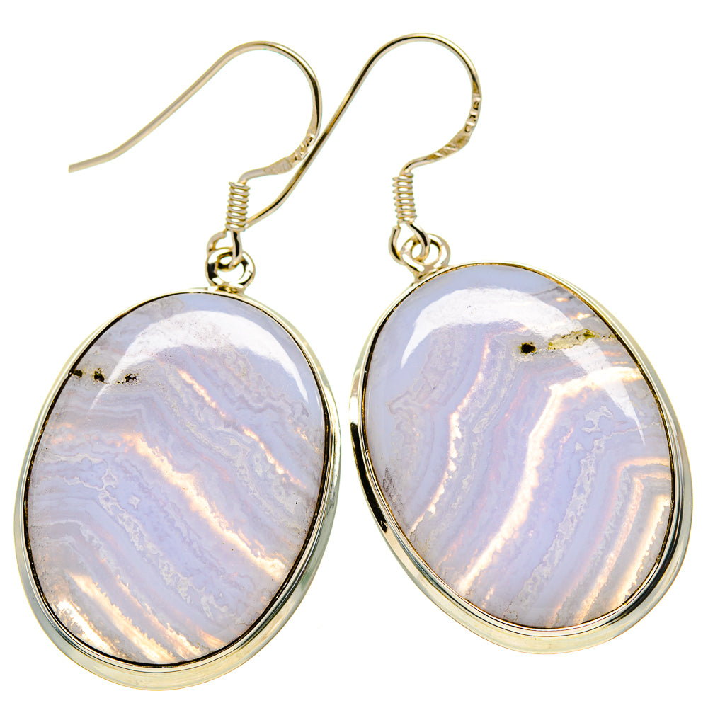 Blue Lace Agate Earrings handcrafted by Anasilvercos - EARR414581