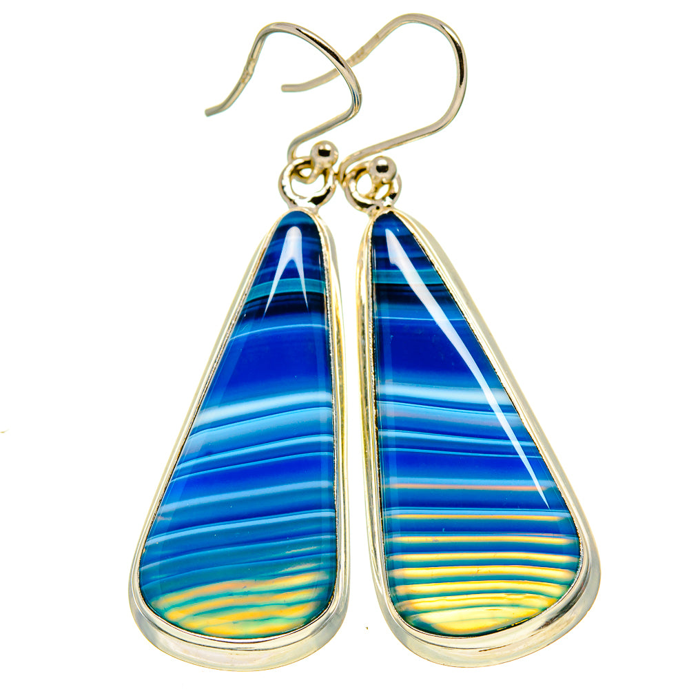 Blue Botswana Agate Earrings handcrafted by Anasilvercos - EARR414583