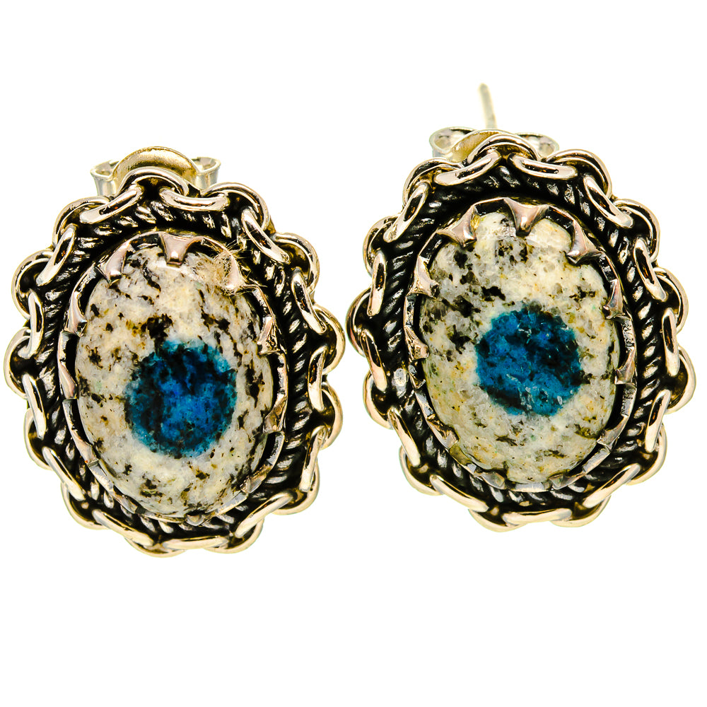 K2 Blue Azurite Earrings handcrafted by Anasilvercos - EARR414591