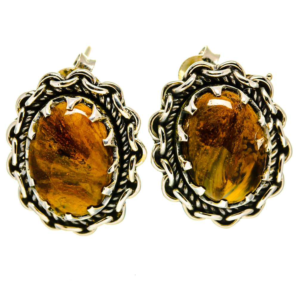 Golden Pietersite Earrings handcrafted by Anasilvercos - EARR414598