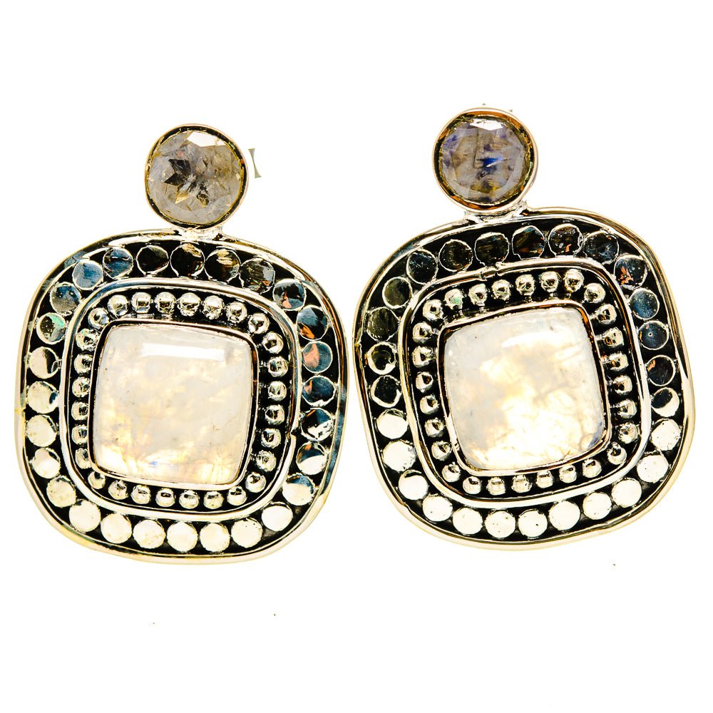 Rainbow Moonstone Earrings handcrafted by Anasilvercos - EARR414603