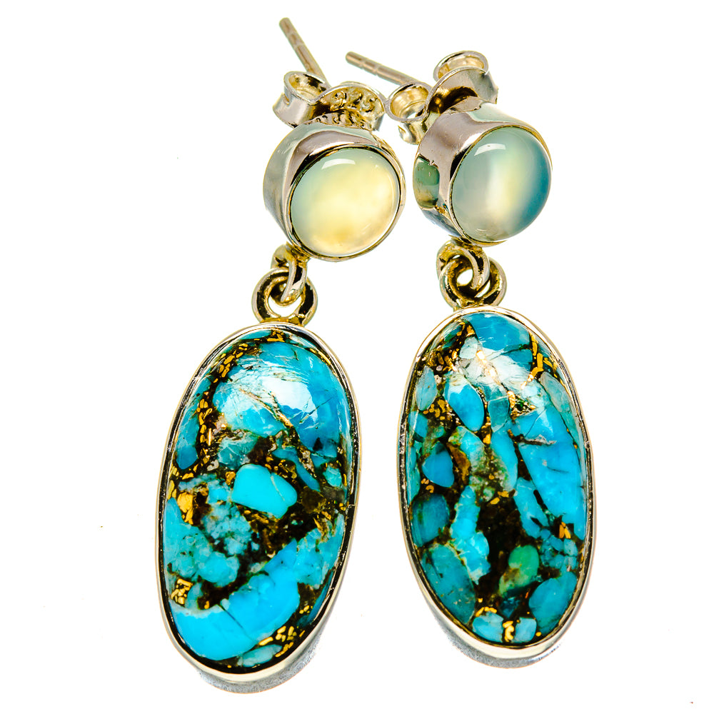 Blue Copper Composite Turquoise Earrings handcrafted by Anasilvercos - EARR414613