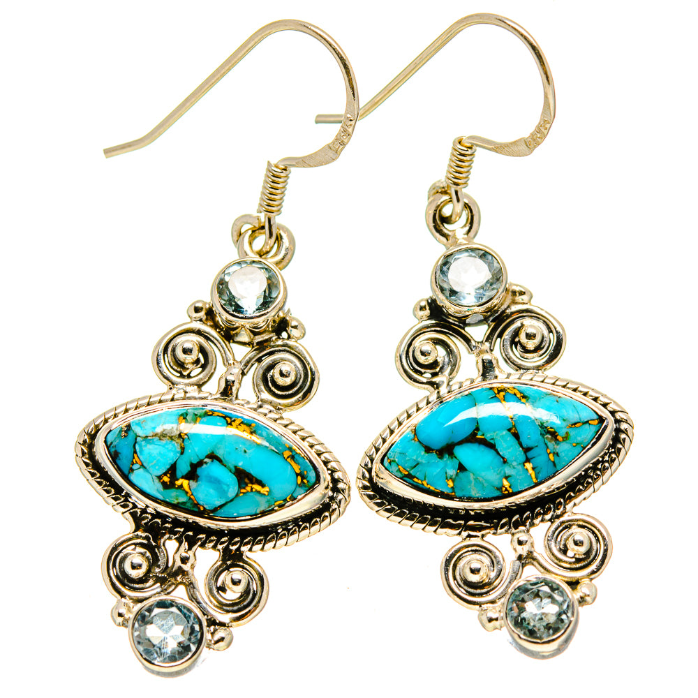 Blue Copper Composite Turquoise Earrings handcrafted by Anasilvercos - EARR414651