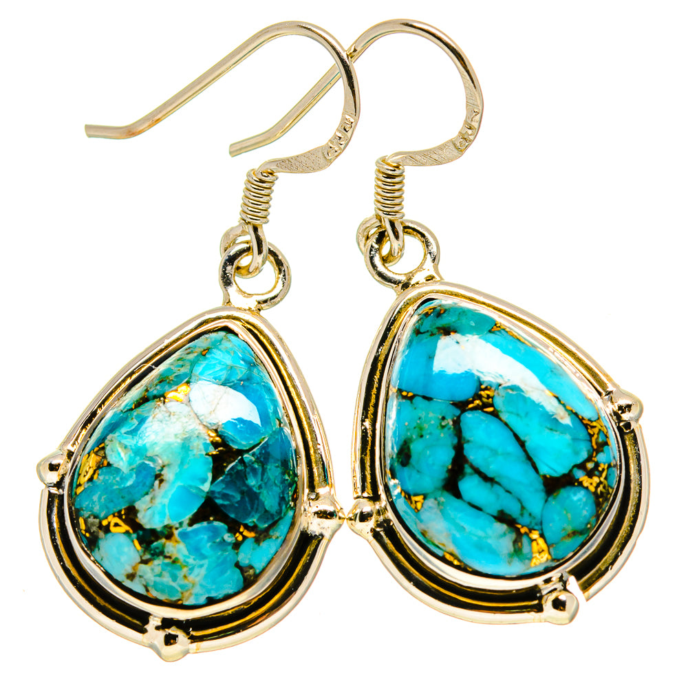 Blue Copper Composite Turquoise Earrings handcrafted by Anasilvercos - EARR414655