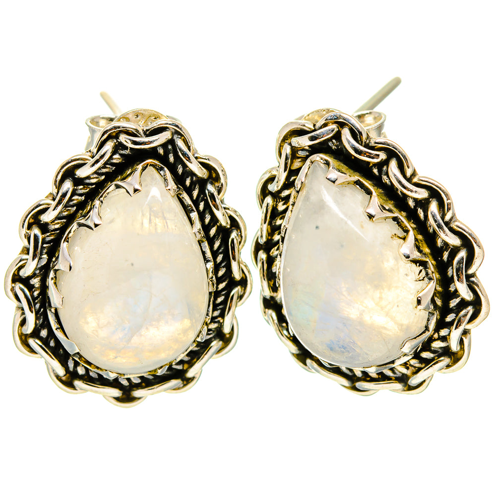 Rainbow Moonstone Earrings handcrafted by Anasilvercos - EARR414671