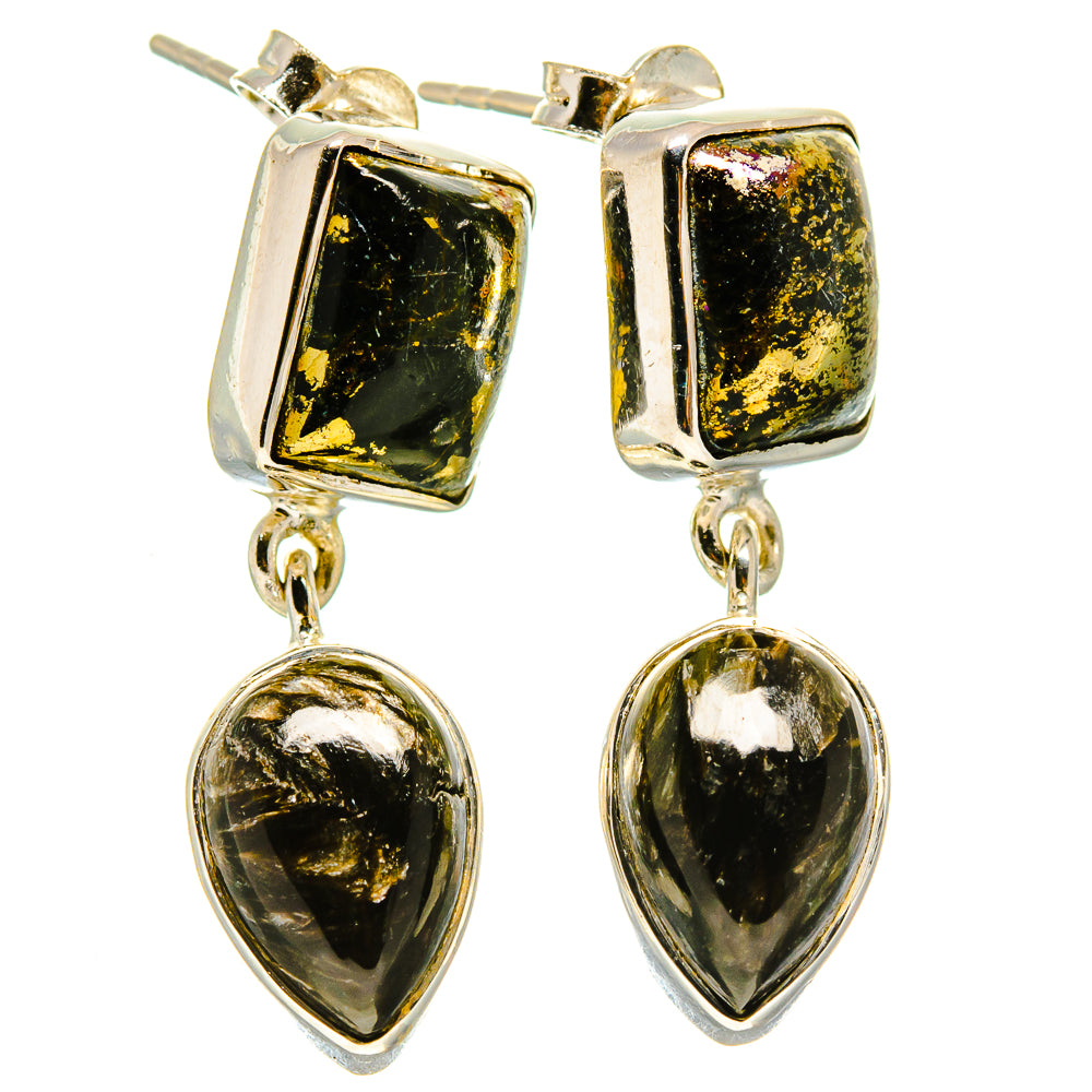 Golden Seraphinite Earrings handcrafted by Anasilvercos - EARR414672