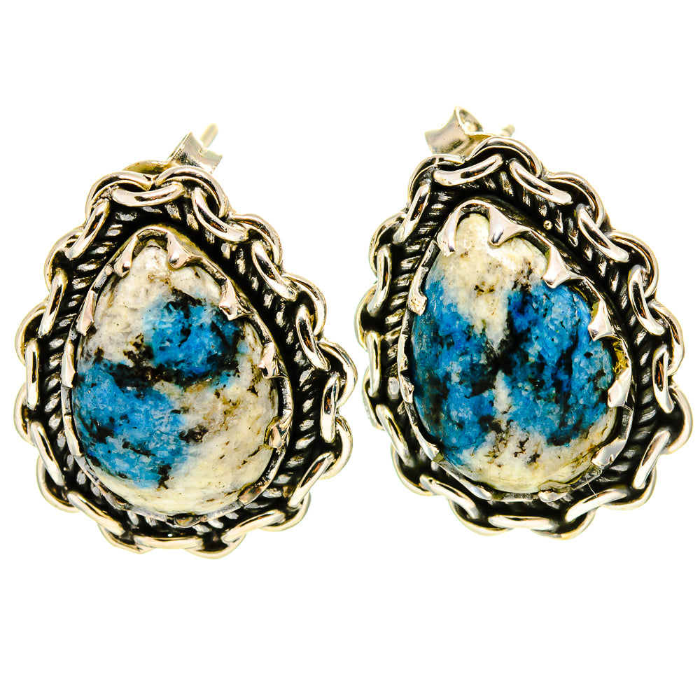 K2 Blue Azurite Earrings handcrafted by Anasilvercos - EARR414673