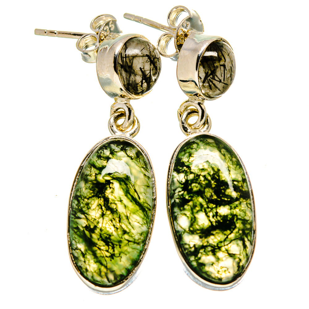 Green Moss Agate Earrings handcrafted by Anasilvercos - EARR414683