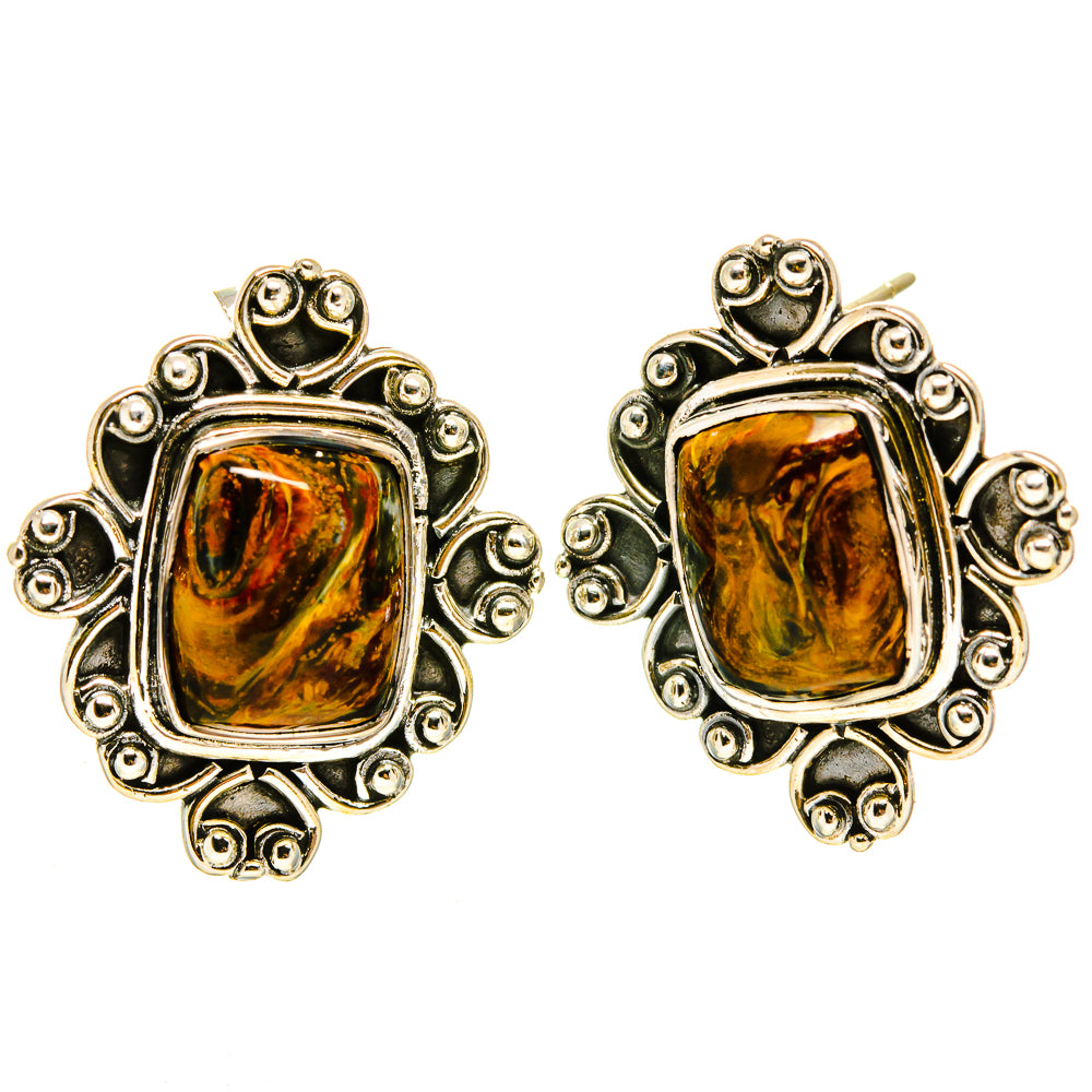 Golden Pietersite Earrings handcrafted by Anasilvercos - EARR414698