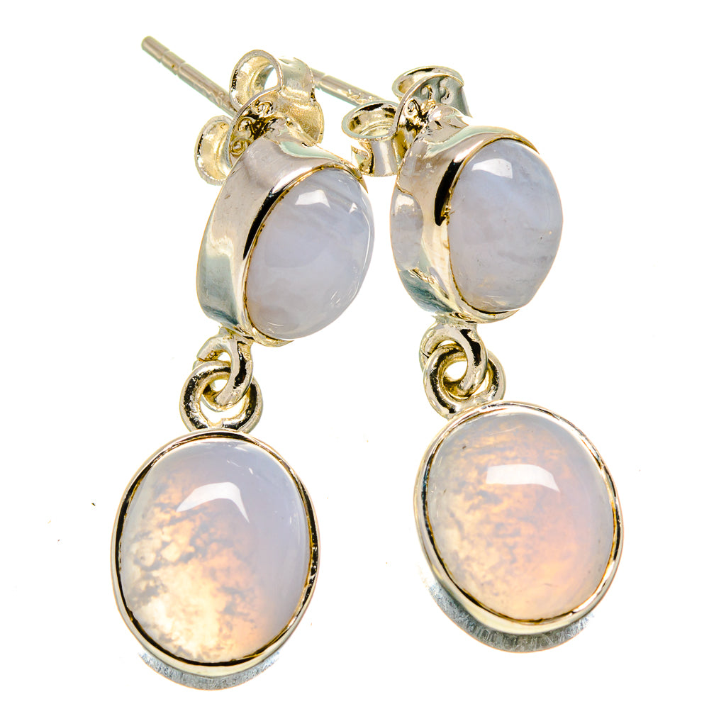 Blue Lace Agate Earrings handcrafted by Anasilvercos - EARR414700
