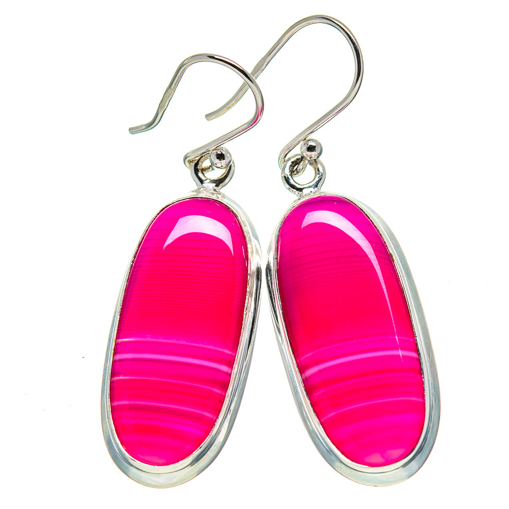 Pink Botswana Agate Earrings handcrafted by Anasilvercos - EARR414718