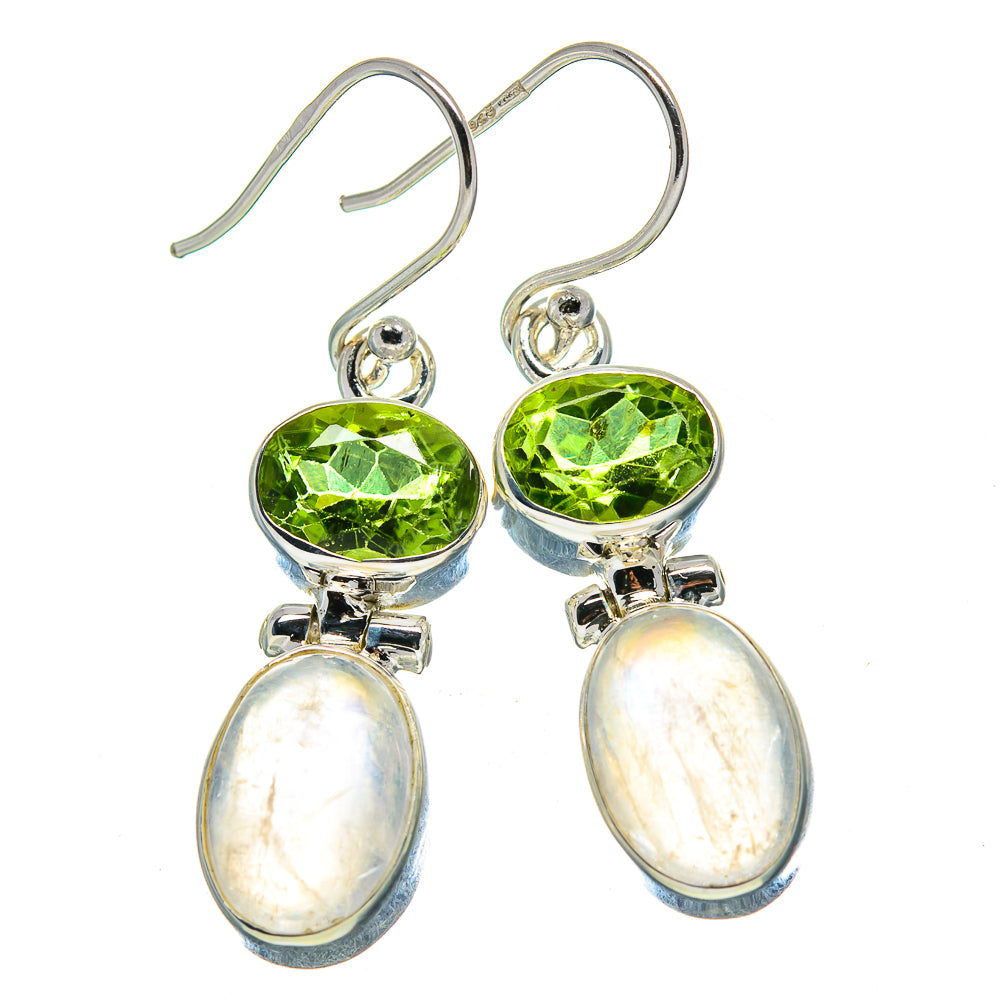 Rainbow Moonstone Earrings handcrafted by Anasilvercos - EARR414721