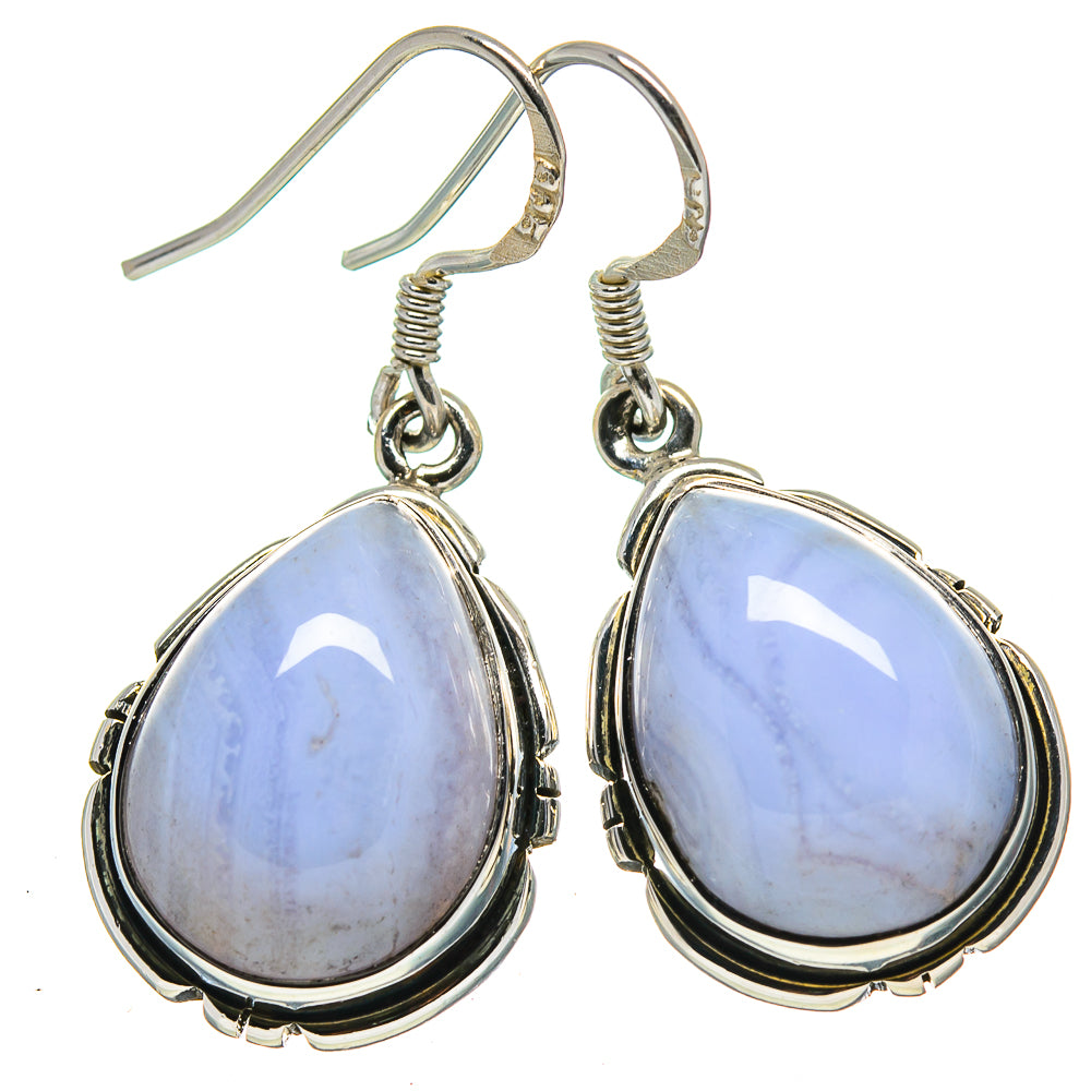 Blue Lace Agate Earrings handcrafted by Anasilvercos - EARR414728