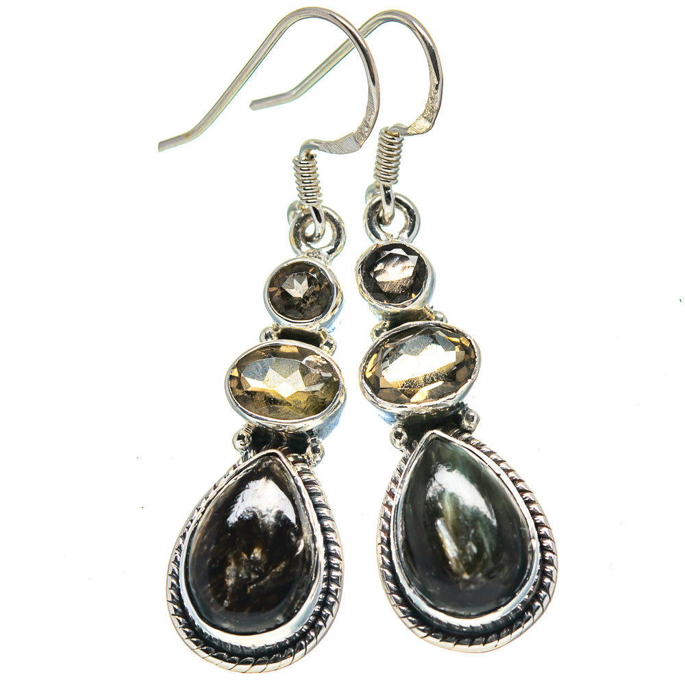 Golden Seraphinite Earrings handcrafted by Anasilvercos - EARR414730