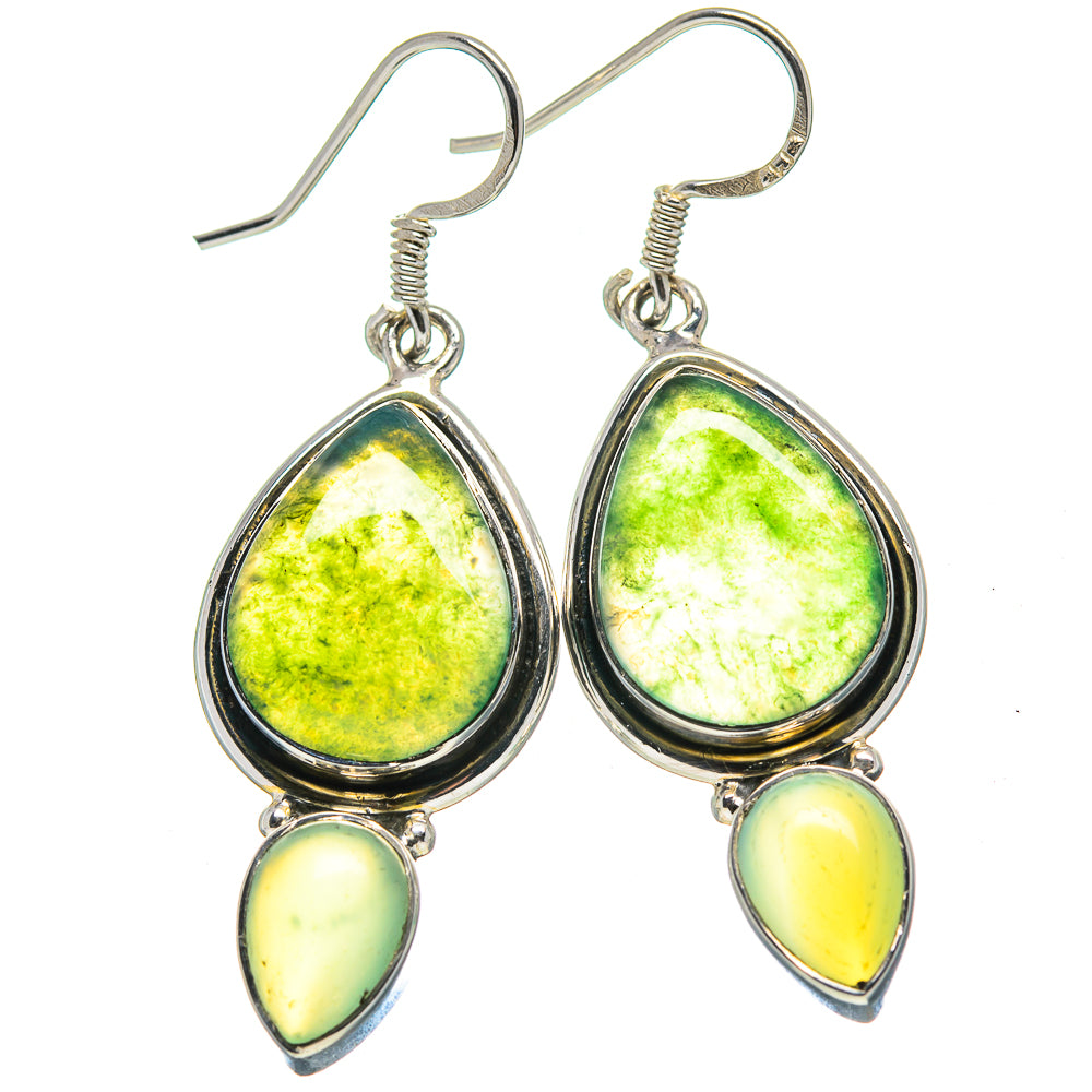 Green Moss Agate Earrings handcrafted by Anasilvercos - EARR414738
