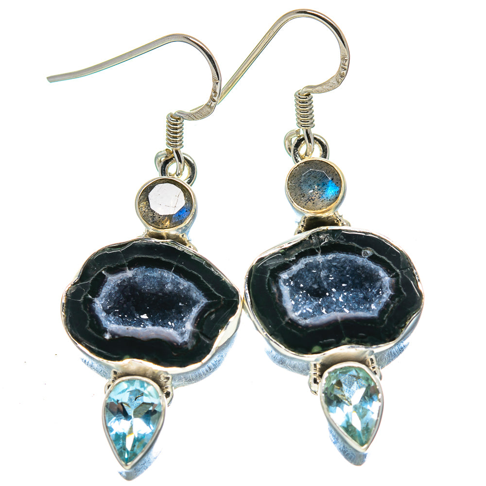 Black Geode Slice Earrings handcrafted by Anasilvercos - EARR414741