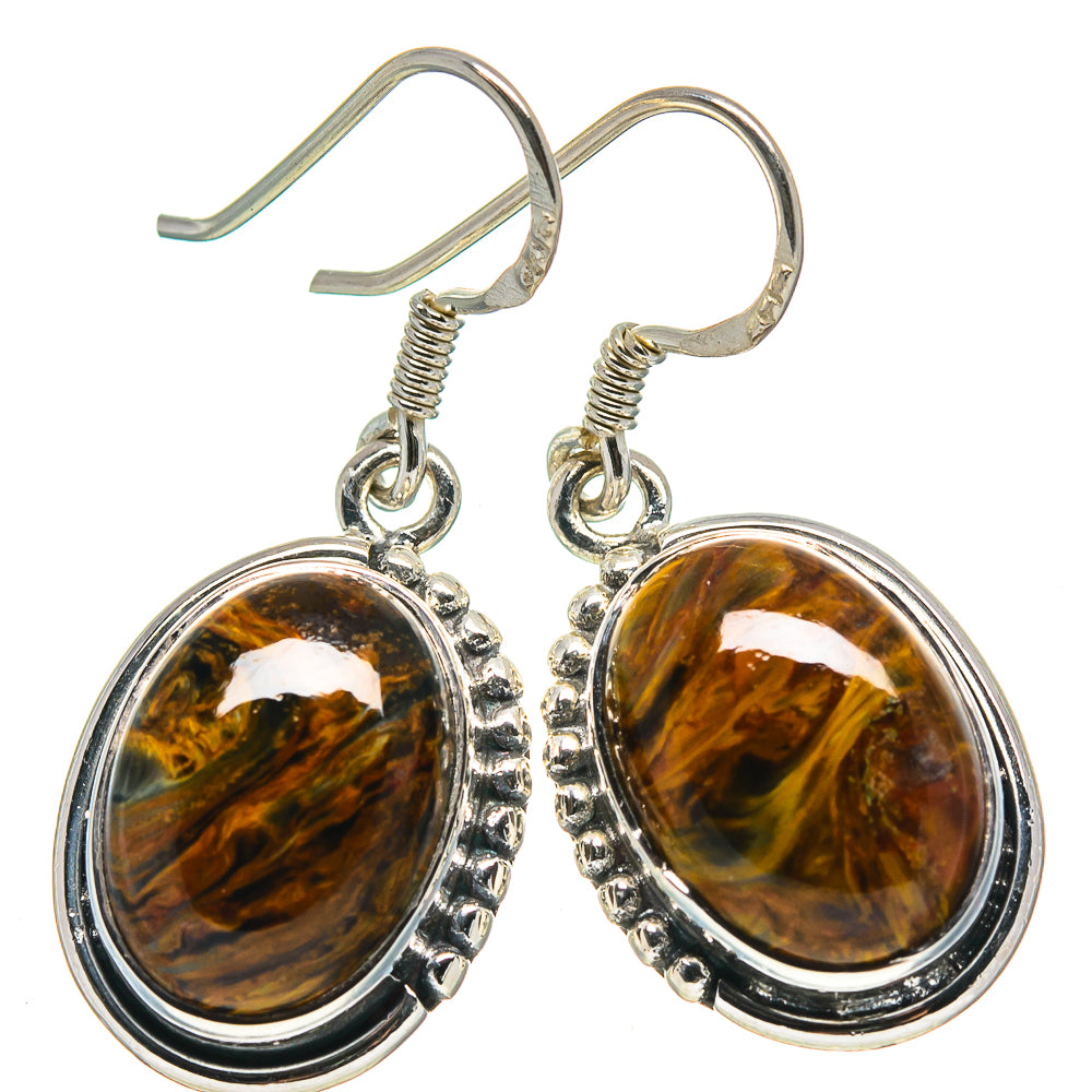 Golden Pietersite Earrings handcrafted by Anasilvercos - EARR414746