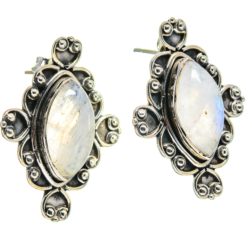 Rainbow Moonstone Earrings handcrafted by Anasilvercos - EARR414765