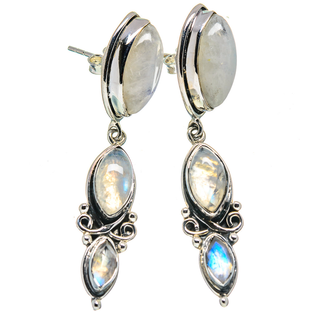 Rainbow Moonstone Earrings handcrafted by Anasilvercos - EARR414768